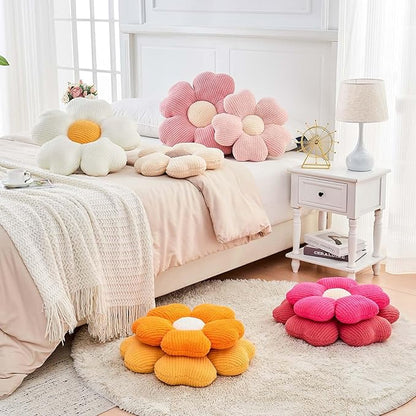 Kcvvcr Flower Throw Pillow, Cute Flower Shaped Pillow Decorative Throw Pillow for Bed Couch, Soft Daisy Pillows Floor Seating Cushion Cushions (19.6 Inch Peach Pink)