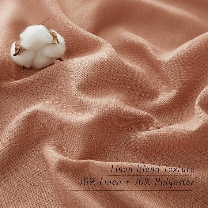 NICETOWN Rustic Linen 132 inch Long Curtains for Living Room, Grommet Privacy Added Thick Linen Weave with Light Filter Window Curtains & Drapes for Bedroom, Terracotta, W55 x L132, 2 Panels