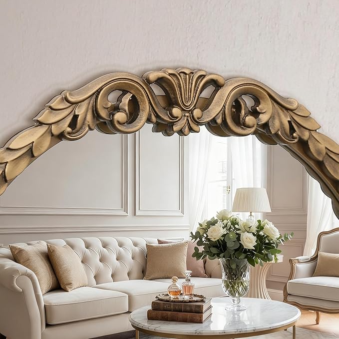 Besdomus Vintage Full Length Mirror: 56"x 21" Large Gold Floor Mirror - Traditional Ornate Baroque for Bedroom/Cloakroom/Entryway/Hallway - Home Decor for Living Room