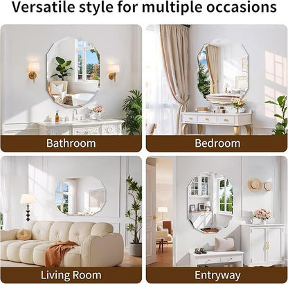 GLASHOM Frameless Bathroom Mirror, 30x40 inch Frameless Wall Mirrors Beveled Edge Wall Mounted, Oval Mirror for Bathroom, Living Room, Over Sink, Entryway Mirror Horizontal or Vertical