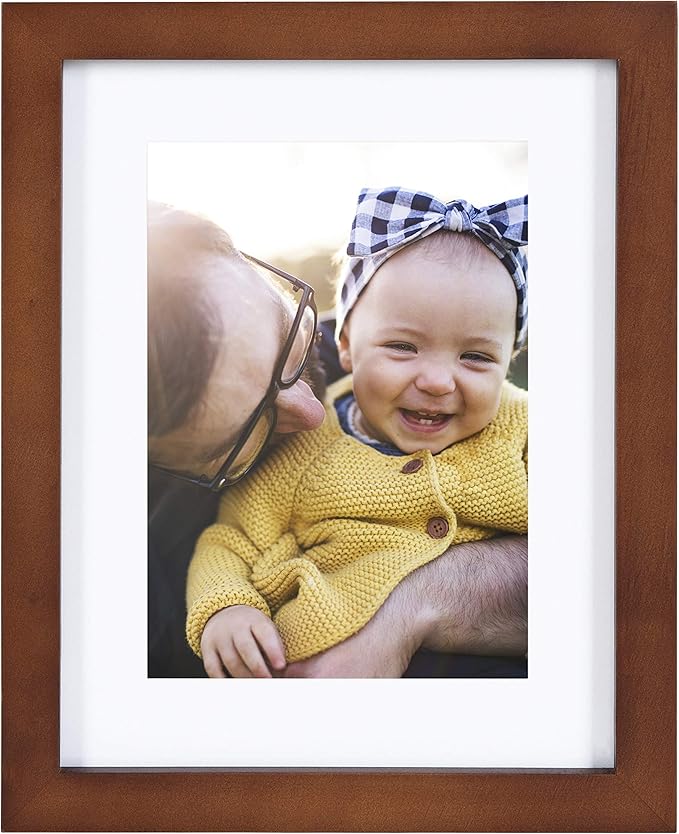 Kate and Laurel Gallery Mid-Century Wood Wall Frame Set, Set of 10, Walnut Brown, Gold, Black, and White