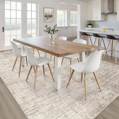 6x8 Area Rug Living Room: Washable Large Neutral Brown Rugs Abstract Soft Modern Stain Resistant Indoor Floor Non-Slip Carpet for Bedroom Nursery Kids Office Playroom Dining Room Under Table Home
