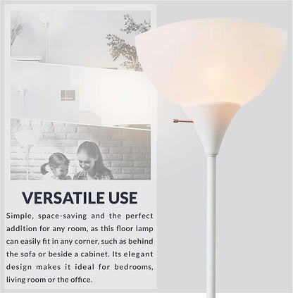 Newhouse Lighting NHFL-JO-WH Joey 71-inch Modern Standing, Torchiere Floor Lamp for Bedrooms, Living Room | Durable Floor Lamp for Home, Office, Reading (White)