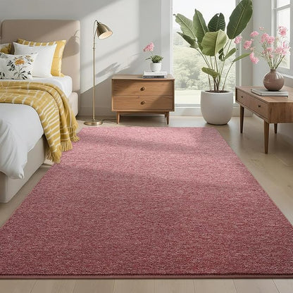 4x6 Area Rugs for Bedroom Living Room, Dark Red Soft Low-Pile Modern Indoor Thickened Memory Foam Non-Slip Washable Carpets for Kids Dorm Home Decor Rug