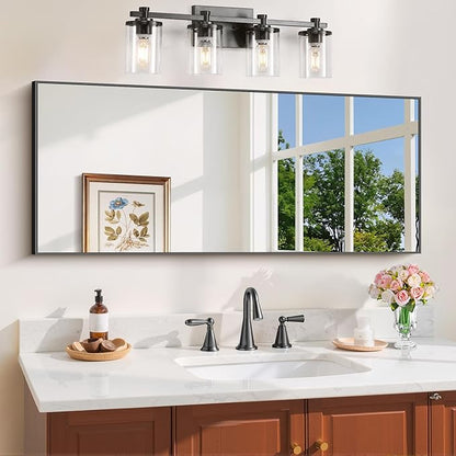 COFENY Black Bathroom Mirror for Wall, 20x48 Inch Rectangle Mirror with Metal Frame, Modern Vanity Mirrors for Bathroom Living Room, Entryway Hangs Horizontal or Vertical