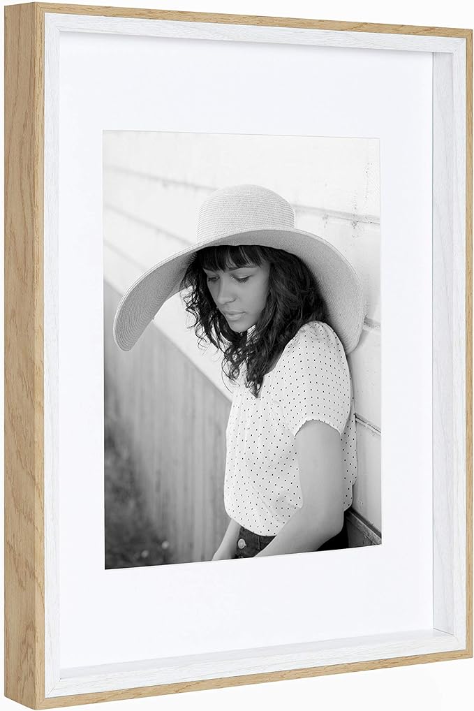 Kate and Laurel Gibson Transitional Frame Set, Set of 4, 11" x 14", White and Natural, Casual Frames for Any Room in The Home