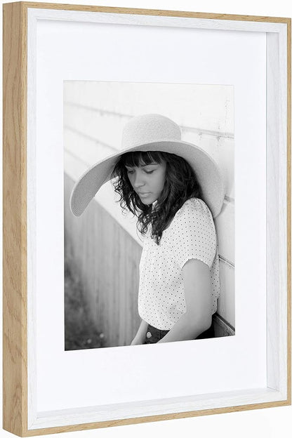 Kate and Laurel Gibson Transitional Frame Set, Set of 4, 11" x 14", White and Natural, Casual Frames for Any Room in The Home