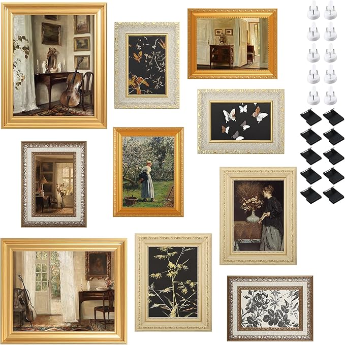 10 Pack Vintage Picture Frames for Wall or Tabletop Display Ornate Vintage Picture Frames Vintage Wall Art for Gallery Bedroom Living Room Antique Photo Frame for Wall Décor