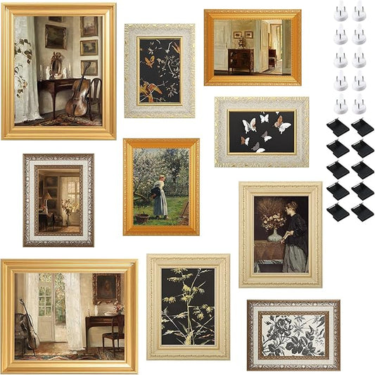 10 Pack Vintage Picture Frames for Wall or Tabletop Display Ornate Vintage Picture Frames Vintage Wall Art for Gallery Bedroom Living Room Antique Photo Frame for Wall Décor