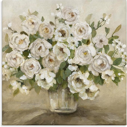 Stupell Industries 'Round Roses with Green Leaves', Canvas Art, 30 x 30 Inches, Easy to Hang and Sturdy, Made in USA, by Carol Robinson