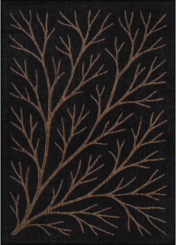 Washable Indoor Outdoor Rug 9x12 Modern Area Rugs Branch Pattern Non Shedding Waterproof Easy Clean Patio Deck Porch Living Room Bedroom Garden RV (9 X 12 Gold)