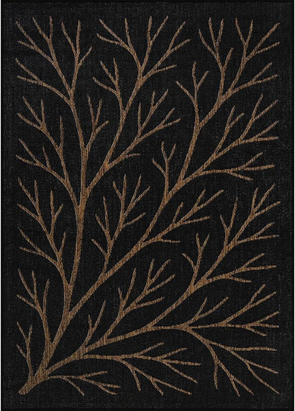 Washable Indoor Outdoor Rug 9x12 Modern Area Rugs Branch Pattern Non Shedding Waterproof Easy Clean Patio Deck Porch Living Room Bedroom Garden RV (9 X 12 Gold)