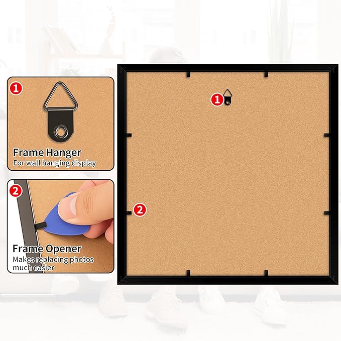 10x10 Picture Frame, 2 Pack Black Photo Frame with HD Plexiglass, Fits Pictures 8x8 with Mat or 10 x10 Without Mat, Wall Hanging Photo Frames Poster Frames for Collage Wall Decor