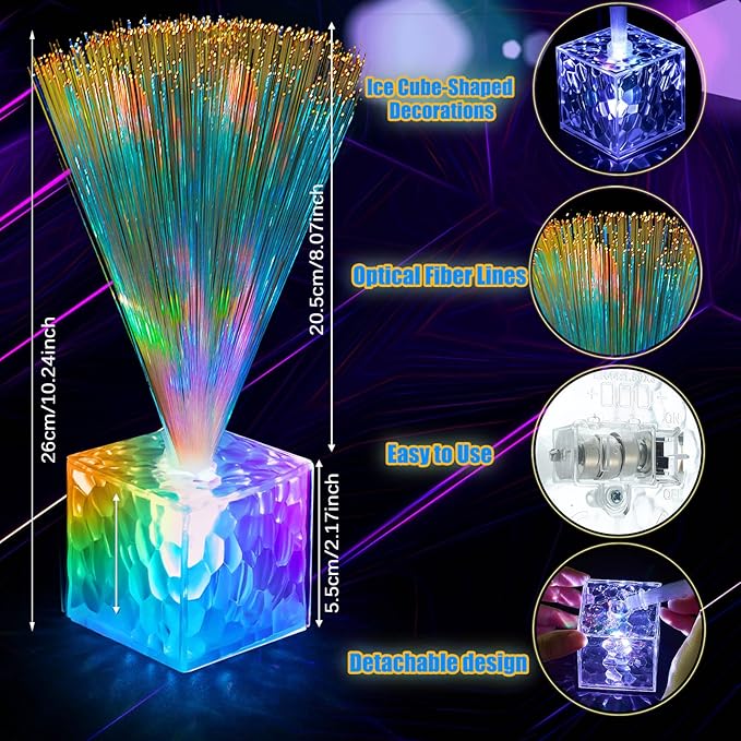 Amylove 8 Pcs Mini Fiber Optic Lamp Bulk LED Light Color Changing Table Centerpiece Glow in The Dark Party Favors Supplies for Wedding Graduation Prom Birthday Disco Dance Decorations (9 Inch)
