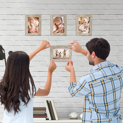 Giftgarden 12 Pack 3.5x5 Picture Frame Distressed White Beige, Rustic 3.5 by 5 Photo Frames Bulk for Desktop Display or Wall Mount