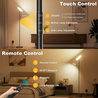 2025 Floor Lamp, 42W 4200LM Torchiere LED Lamp for Living Room, Stepless Dimming Floor Lamps with Remote Control, 2700K-6500K Color, 70" Tall Standing Lamp with Reading Light for Bedroom Office Hotel