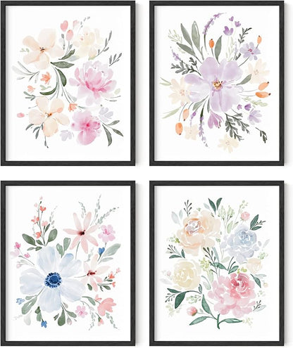 HAUS AND HUES Bouquet Set Art Print Set of 4 16x20 - Framed Black