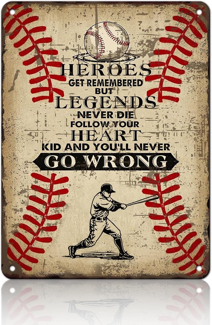 Vintage Tin Signs Heroes Get Remembered But Legends Never Die Metal Sign Iron Painting Vintage Wall Decoration Poster For Office Classroom Bar Shop Club Coffee Man Cave 12x16 Inch