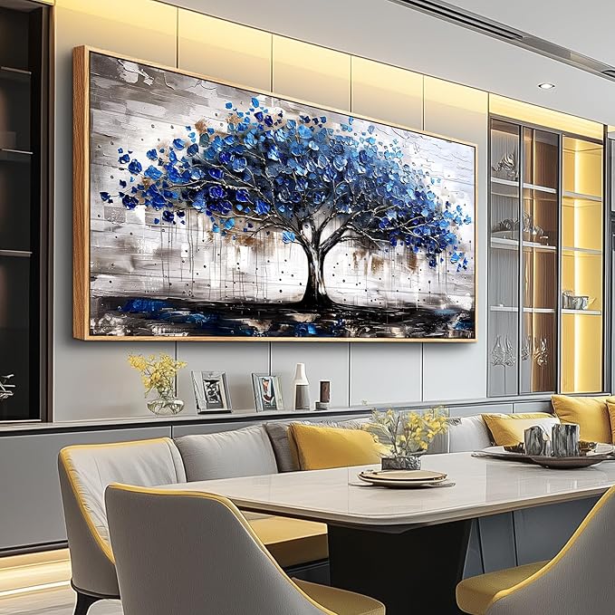 hyidecorart Canvas Wall Art For Office Abstract Wall Decoration For Living Room Bedroom Decor Tree Panoramic Landscape Painting Wood Framed Prints Textured Pictures Artwork Large Modern Hotel Decor