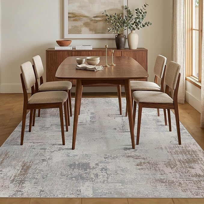 5x7 Area Rugs for Bedroom Living Room,Non-Slip Washable Modern Green Abstract Rugs for Dining Room, Foldable Thin Indoor Carpet Stain Resistant(Blue Beige)