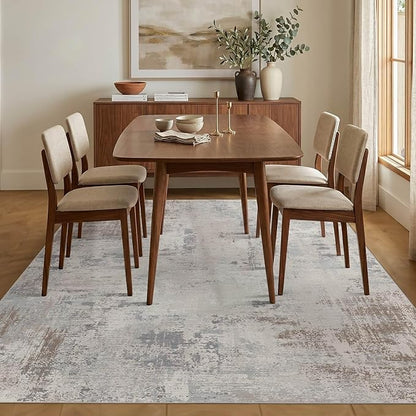 5x7 Area Rugs for Bedroom Living Room,Non-Slip Washable Modern Green Abstract Rugs for Dining Room, Foldable Thin Indoor Carpet Stain Resistant(Blue Beige)