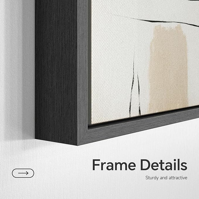 Large Framed Neutral Abstract Wall Art for Living Room, 3 Piece Brown Beige Canvas Artwork for Walls, Modern Minimalist Abstract Prints Paintings Pictures for Hallway Home Office Wall Decor, 24x36 In