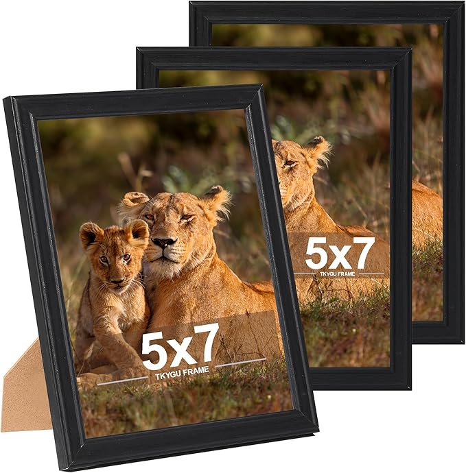 5x7 Picture Frame set of 3， Modern Style Wooed Frame Black,Table Top or Wall Mount best gift