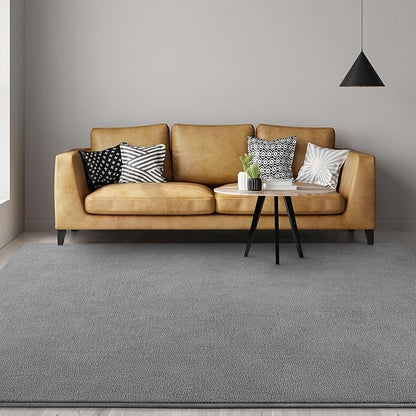 Gifeas Large Ultra Soft Modern Area Rugs for Living Room Bedroom, 6x9 Feet Grey Thickened Memory Foam Indoor Solid Minimalist Carpets, Non-Slip Comfy Rug for Boys Girls Nursery Room Home Decor
