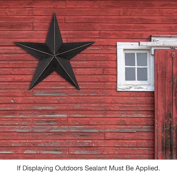 The Hearthside Collection CWI Gifts Metal Barn Star - 36 inch Galvanized Hanging Star - Farmhouse Wall Decor - Black