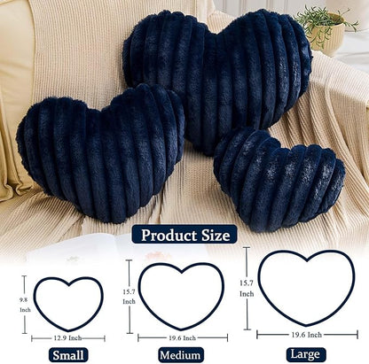 XVTRU Heart Pillows Heart Decorative Pillow Soft Fluffy Heart Shaped Navy Throw Pillows with Faux Rabbit Fur Aesthetic Room Decor Cute Pillow for Valentines Mother's Day