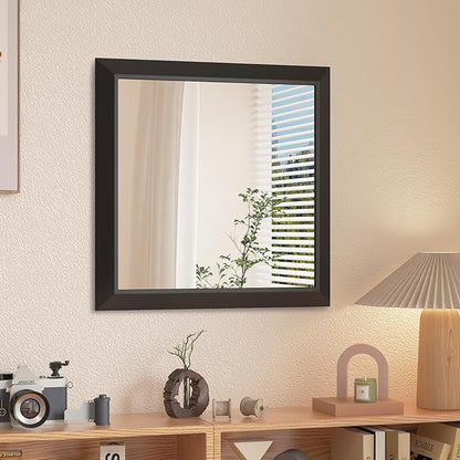 SMIROR Matte Black Bathroom Mirror for Over Sink 20x 20 inch, Metal Thick Frame Rectangle Vanity Mirror for Wall, Anti-Rust, Horizontally or Vertically Mounted