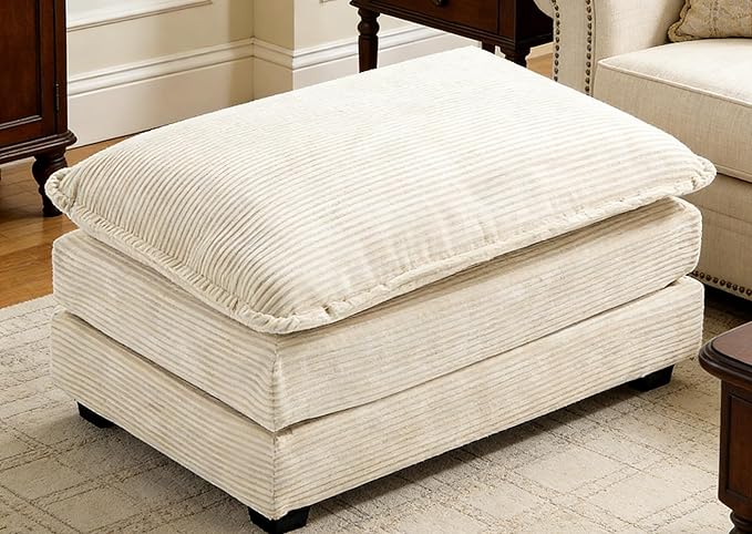 ROWHY Ottoman for Sectional Cloud Couch, Corduroy Ottoman for Deep Seat Modular Couch for Apartment, Living Room and Bedroom, Beige | Arrange Freedom