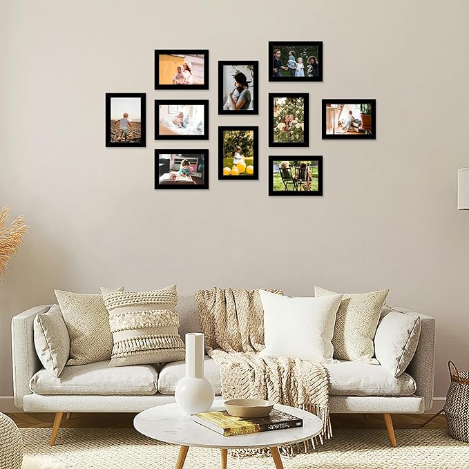 JCJMY 10 Packs 3x5 Picture Frames, Lightweight 3 by 5 Frames Bulk Set of 10 Collage Wall Decor Photo Frames Set for Wall and Tabletop, Black
