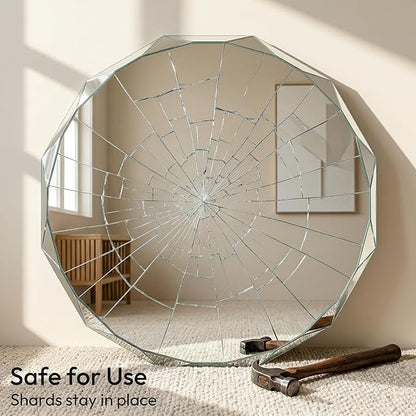 Frameless Round Bathroom Mirror 30x30 Inch with Beveled Edge, Modern Vanity Wall Mirror