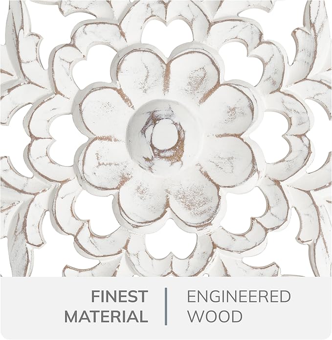 JFY Designs Wall Medallion - Wooden Wall Decor, Hand Carved & Embossed Decorative Wall Sculpture, Boho Farmhouse Wall Art, Perfect for Home, Office or any Living Space