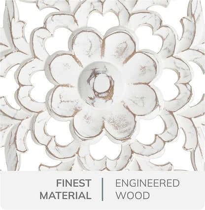 JFY Designs Wall Medallion - Wooden Wall Decor, Hand Carved & Embossed Decorative Wall Sculpture, Boho Farmhouse Wall Art, Perfect for Home, Office or any Living Space