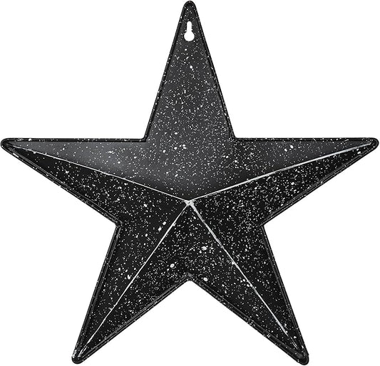 VHC Brands Patriotic Faceted Metal Star Wall Hanging, 12x12, Distressed Appearance, Independence Day Decor, American Star with Display Pocket