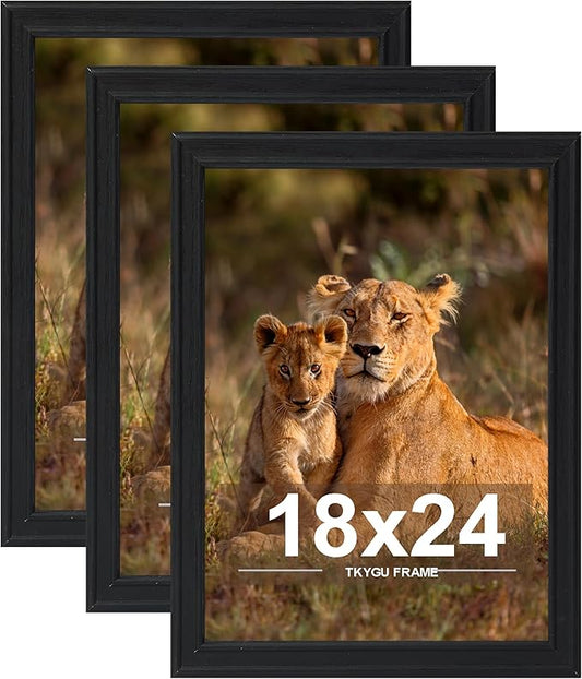 18x24 Picture Frame set of 3, Modern Style Woode Frame Black, Vertical & Horizontal Wall Hanging Large Studio Gallery Poster Frame for Photos, Posters & Art Prints best gift