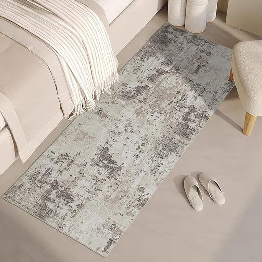 ROYHOME Modern Abstract 2x7 Runner Rug Washable Non Slip Stain Resistant Rug for Hallway Kitchen Bedroom Non Shedding Low Pile Indoor Floor Cover,Brown Grey