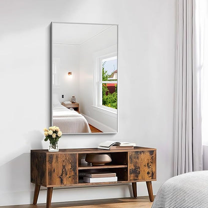 KOCUUY Silver Framed Mirror, 24"x40" Rectangle Bathroom Mirror for Wall, HD Tempered Glass, Anti-Rust Frame, Modern Design for Bathroom, Bedroom, Living Room, Entryway