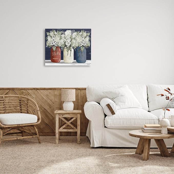 Stupell Industries Americana Floral Bouquets Rustic Flowers Country Pride, Designed by Cindy Jacobs Wall Art, 24 x 30, Canvas for Bedroom