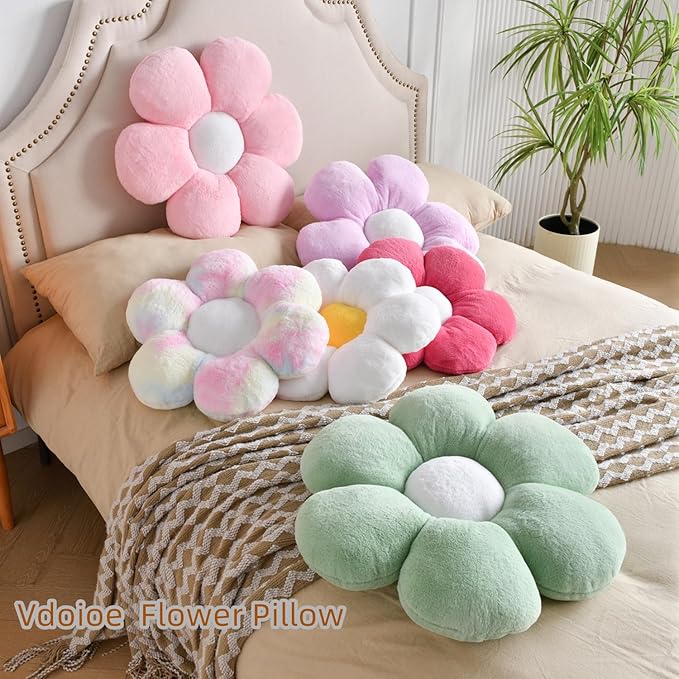 Flower Pillow, Decorative Throw Pillow 19.6In Daisy Pillow Cute Flower Shaped Decorative Pillow Cushion Home Decor Flower Cushion for Sofa Couch Bed Reading Tent.