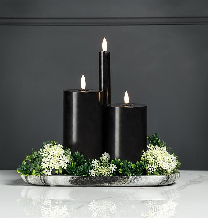 Abbott Collection Wax LED Flameless Pillar Candle - Black (3x6 H)