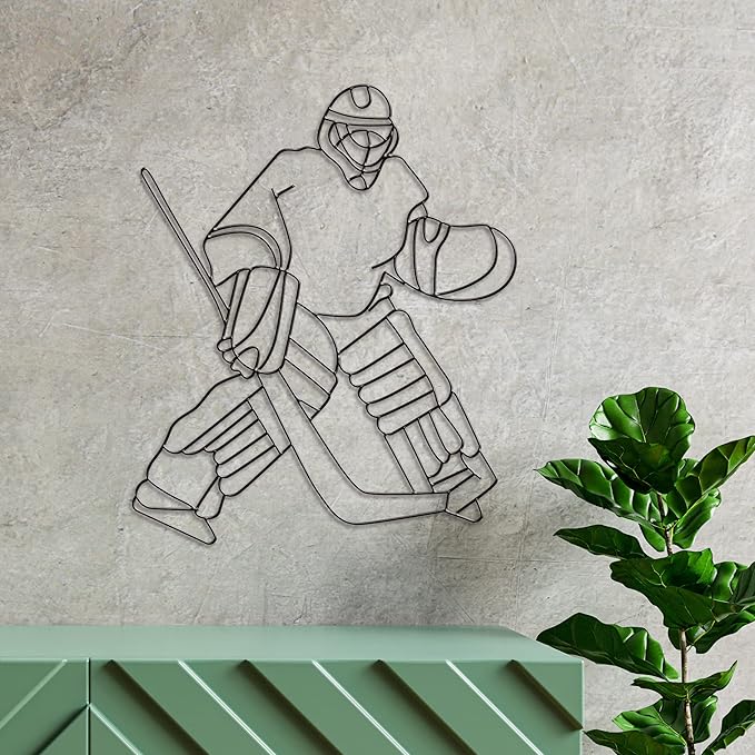 Hosley Ice Hockey Metal Wall Decor 29.25 Inch High - Ideal Home Decor Gift for Sports Enthusiast - Enhance Room, Bathroom, Home Office Decor - Perfect for Weddings & Parties