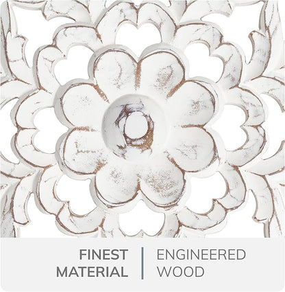 JFY Designs Wall Medallion - Wooden Wall Decor, Hand Carved & Embossed Decorative Wall Sculpture, Boho Farmhouse Wall Art, Perfect for Home, Office or any Living Space