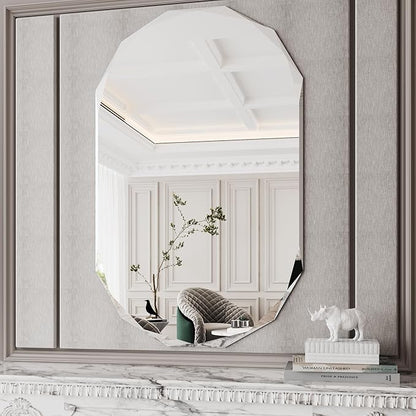 AUYHM Frameless Mirrors,Bathroom Wall Mirrors for Over Sink, 30x48 Mirror Beveled Oval Mirror entryway Horizontal and Vertical
