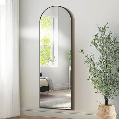 MELOMOIR 56"x18" Arched Full Length Mirror, Black Floor Mirror for Bedroom, Living Room, Gym, Dorm