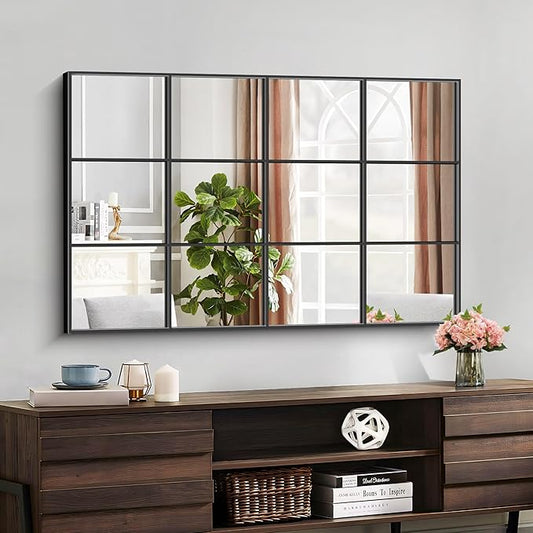 Rectangle Mirror, 30" x 48", Wall Mounted, Black Aluminum Framed, Modern Style for Bedroom, Living Room, Bathroom