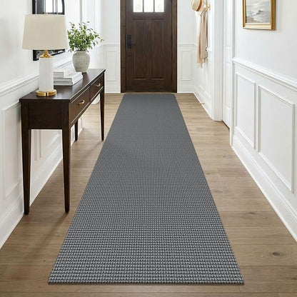 KOZYFLY Cotton Runners for Hallway 3x9, Wide Washable Runner Rug, Woven Non Slip Kitchen Runner, Braided Entryway Rug, Floor Carpet for Foyer, Bedroom, Hall, Grey/Dark Grey
