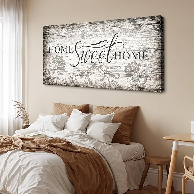 YYYYHPP YP2698 Home Sweet Home Wall Art Sign Canvas Print Wall Art Rustic Art for Living Room Bedroom and Office Home Kitchen Family Wall Decor